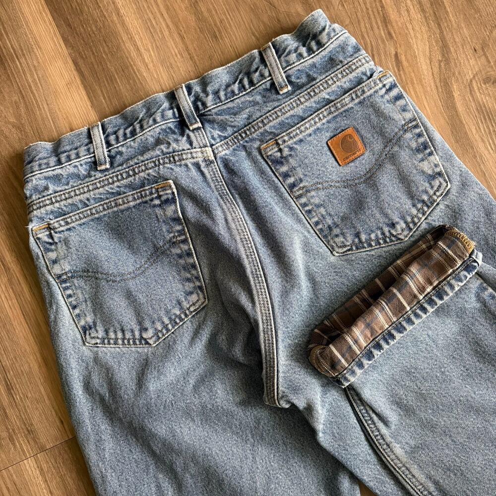 Vintage Carhartt Jeans Men's Size 30x31 Carpenter Dungarees B172 DST Flannel